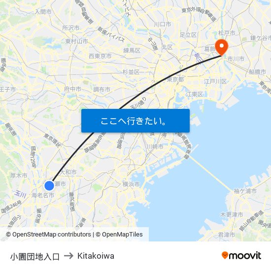小園団地入口 to Kitakoiwa map