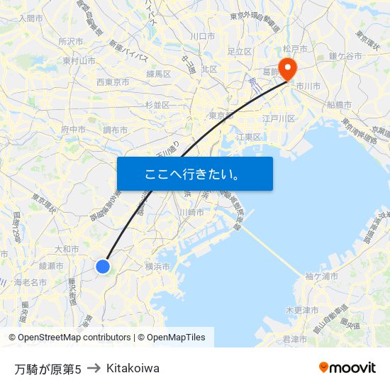 万騎が原第5 to Kitakoiwa map