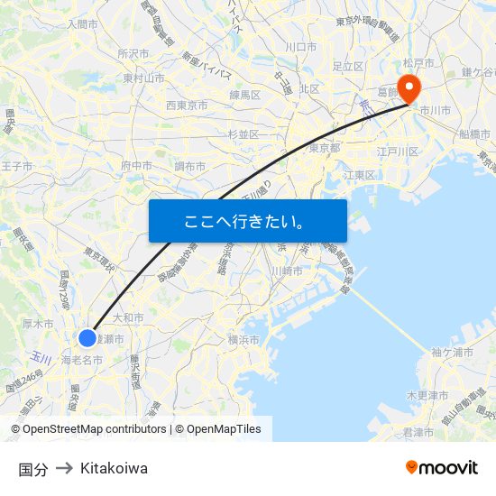 国分 to Kitakoiwa map
