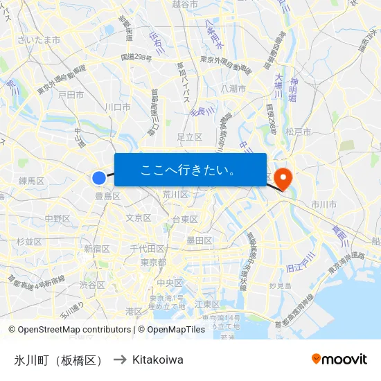 氷川町（板橋区） to Kitakoiwa map
