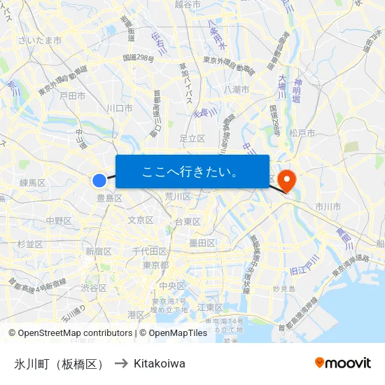 氷川町（板橋区） to Kitakoiwa map