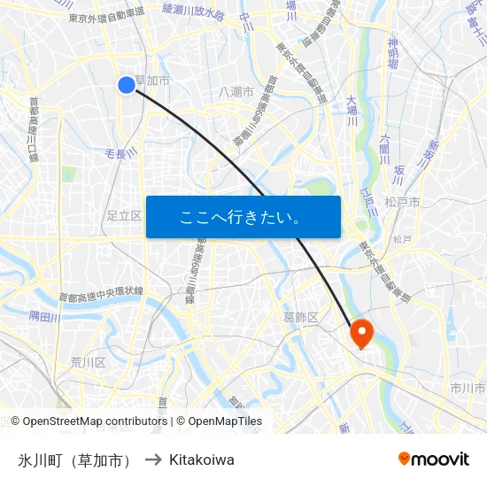 氷川町（草加市） to Kitakoiwa map