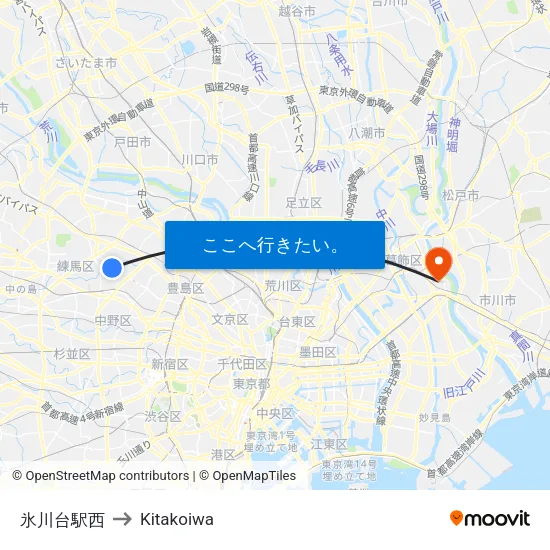 氷川台駅西 to Kitakoiwa map