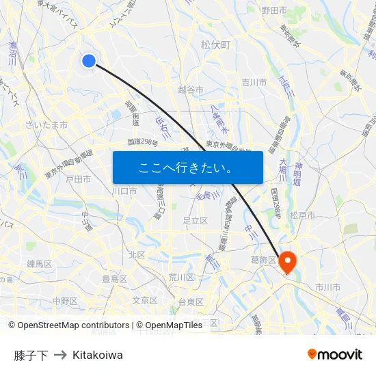 膝子下 to Kitakoiwa map