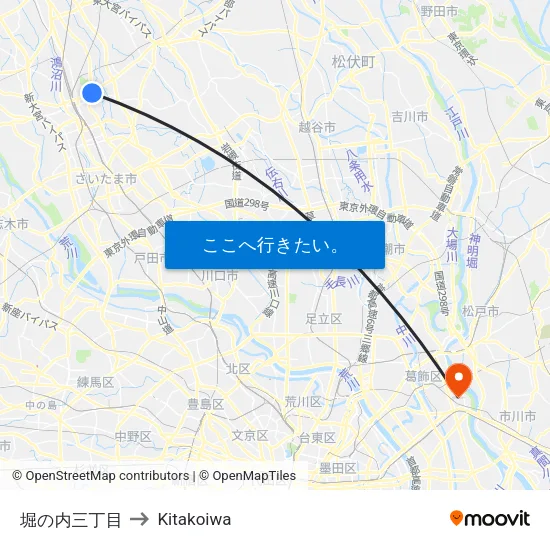 堀の内三丁目 to Kitakoiwa map