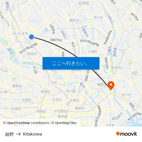 細野 to Kitakoiwa map