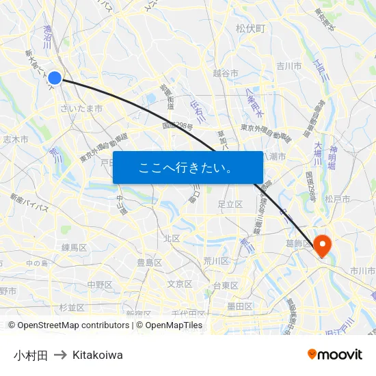 小村田 to Kitakoiwa map