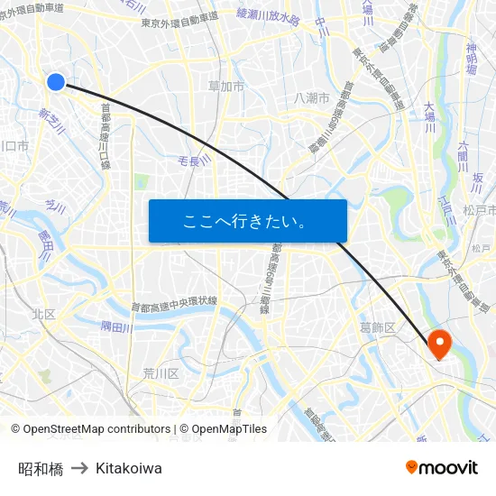 昭和橋 to Kitakoiwa map
