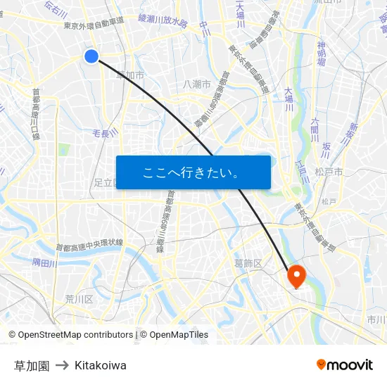 草加園 to Kitakoiwa map