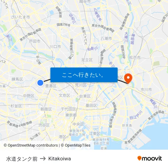 水道タンク前 to Kitakoiwa map