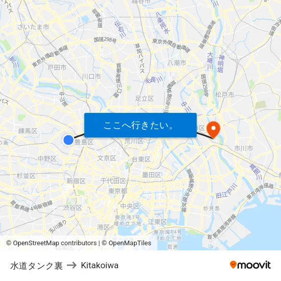 水道タンク裏 to Kitakoiwa map