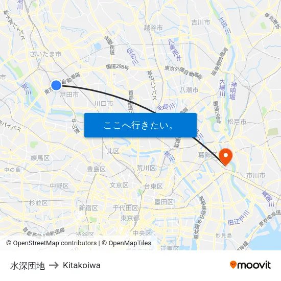 水深団地 to Kitakoiwa map