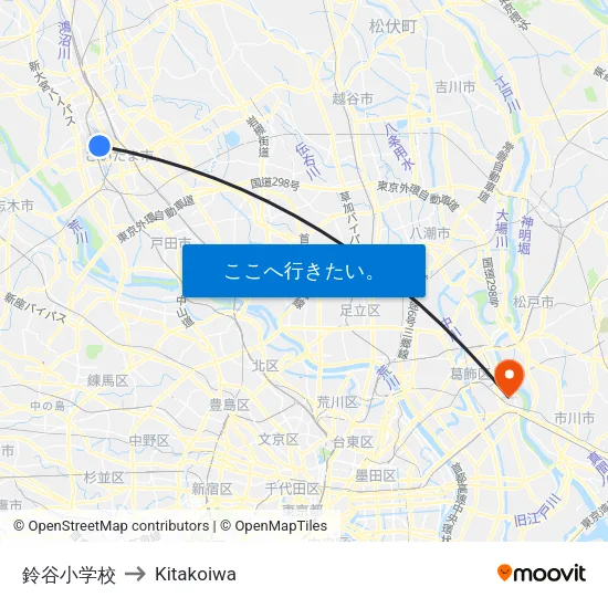 鈴谷小学校 to Kitakoiwa map