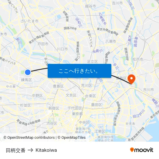 田柄交番 to Kitakoiwa map