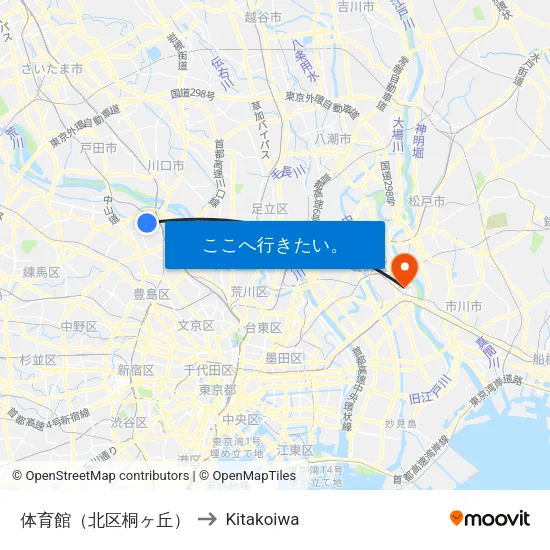 体育館（北区桐ヶ丘） to Kitakoiwa map