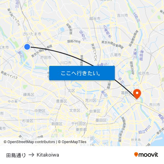 田島通り to Kitakoiwa map