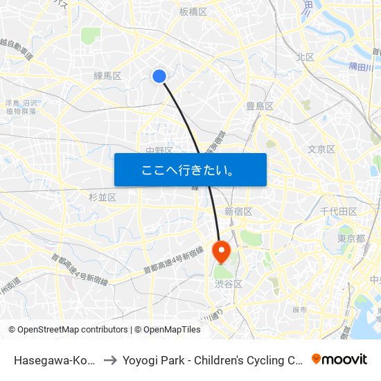 Hasegawa-Kogyo to Yoyogi Park - Children's Cycling Course map