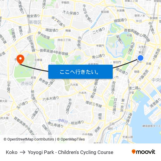 Koko to Yoyogi Park - Children's Cycling Course map