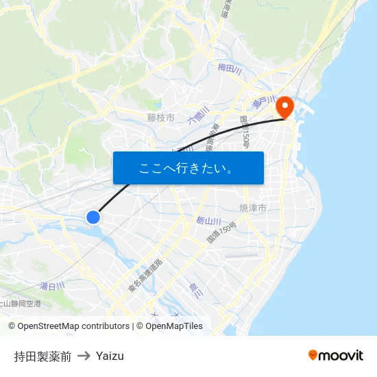 持田製薬前 to Yaizu map