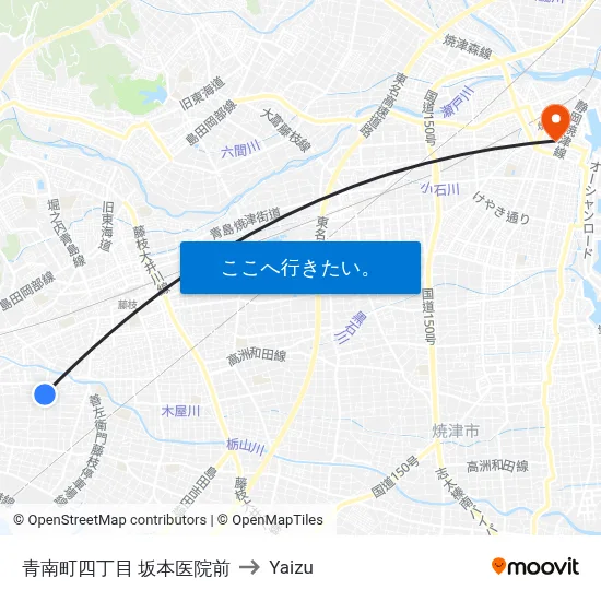 青南町四丁目 坂本医院前 to Yaizu map
