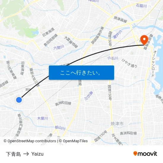 下青島 to Yaizu map
