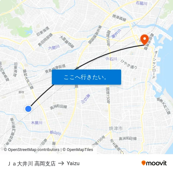 Ｊａ大井川 高岡支店 to Yaizu map