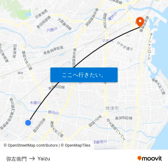 弥左衛門 to Yaizu map