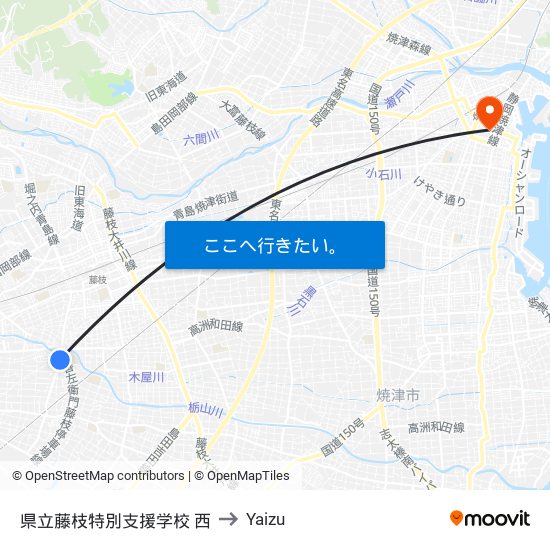 県立藤枝特別支援学校 西 to Yaizu map