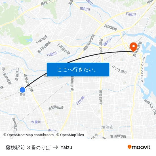 藤枝駅前 ３番のりば to Yaizu map