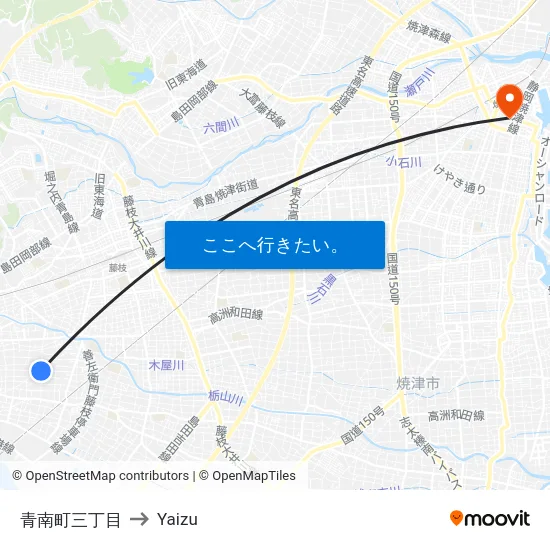 青南町三丁目 to Yaizu map