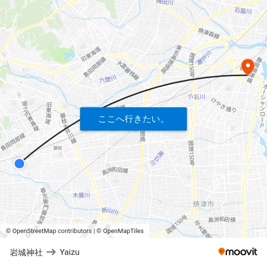 岩城神社 to Yaizu map