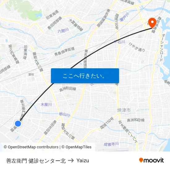 善左衛門 健診センター北 to Yaizu map