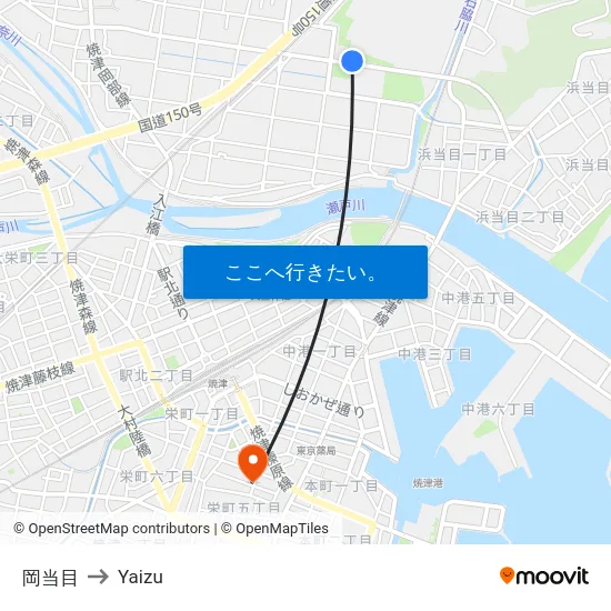岡当目 to Yaizu map
