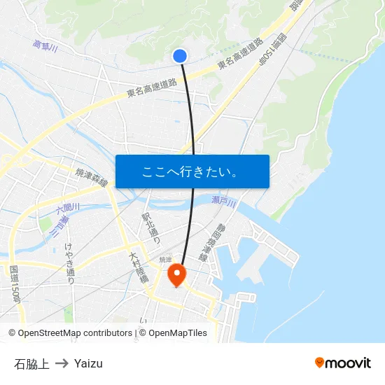 石脇上 to Yaizu map