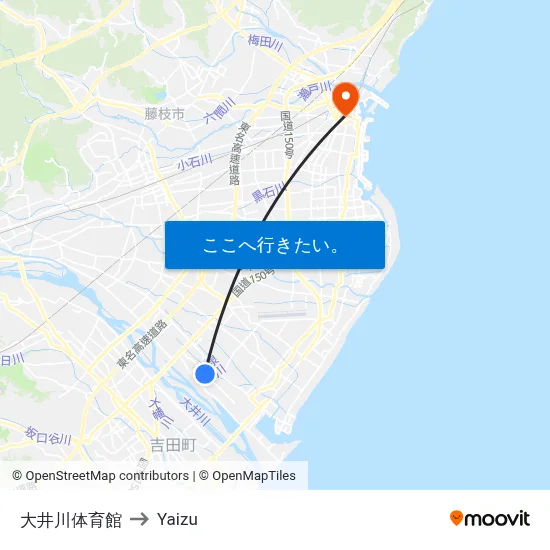 大井川体育館 to Yaizu map