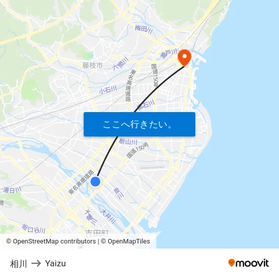 相川 to Yaizu map