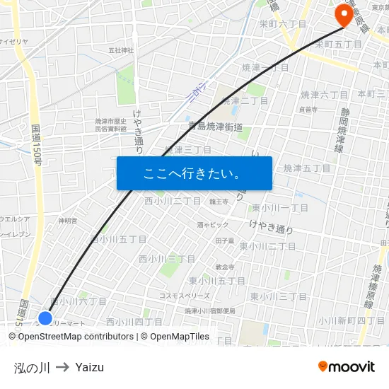 泓の川 to Yaizu map
