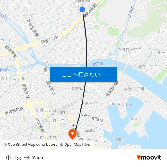 中里東 to Yaizu map