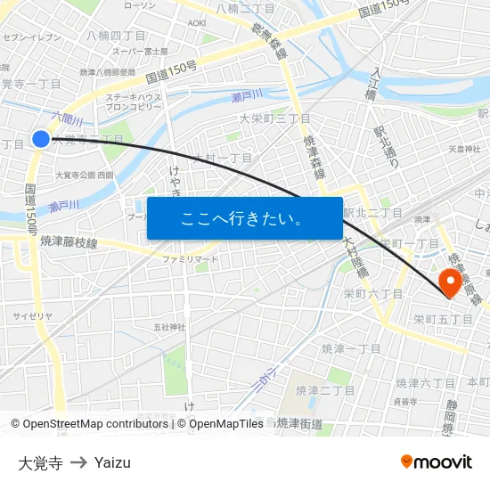 大覚寺 to Yaizu map