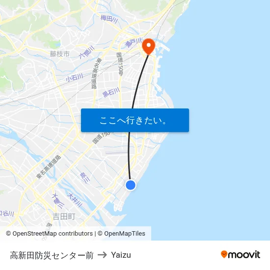 高新田防災センター前 to Yaizu map