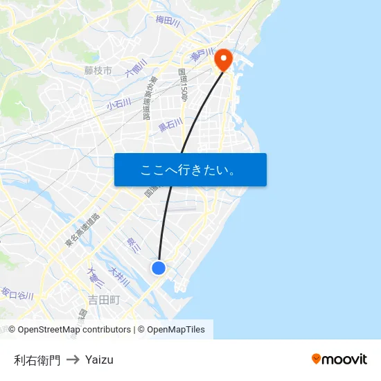利右衛門 to Yaizu map