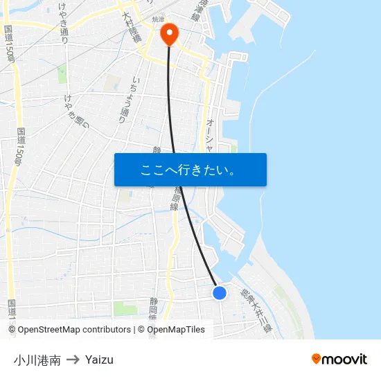 小川港南 to Yaizu map
