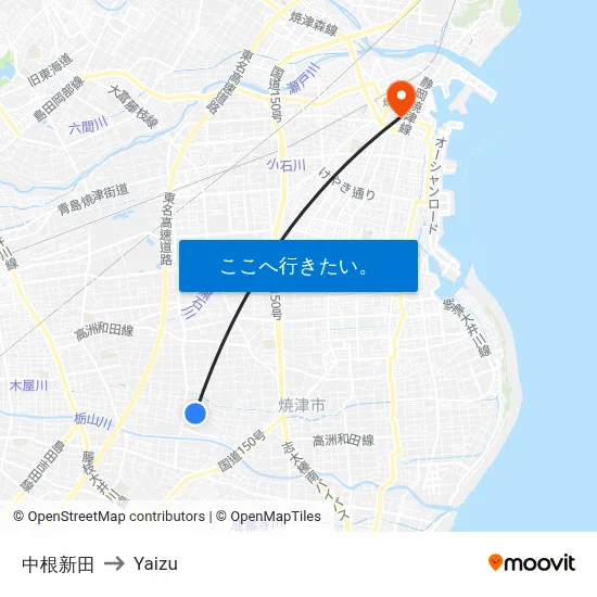 中根新田 to Yaizu map