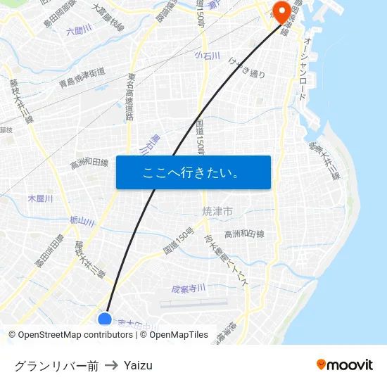 グランリバー前 to Yaizu map