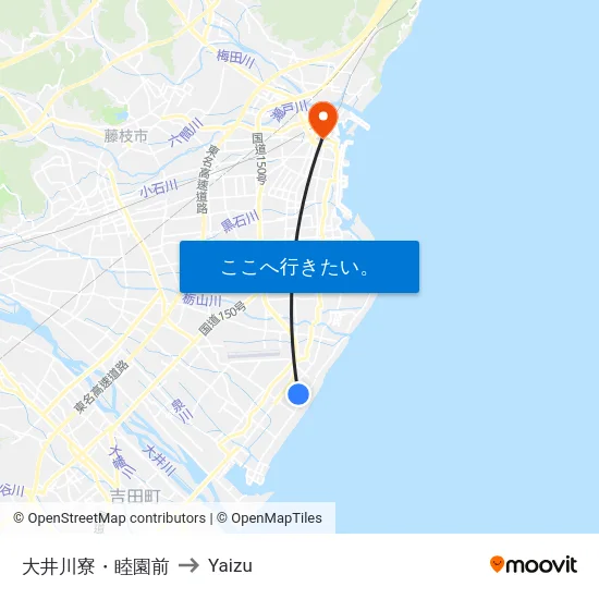 大井川寮・睦園前 to Yaizu map