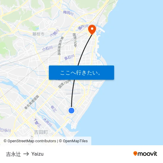 吉永辻 to Yaizu map
