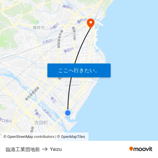 臨港工業団地前 to Yaizu map