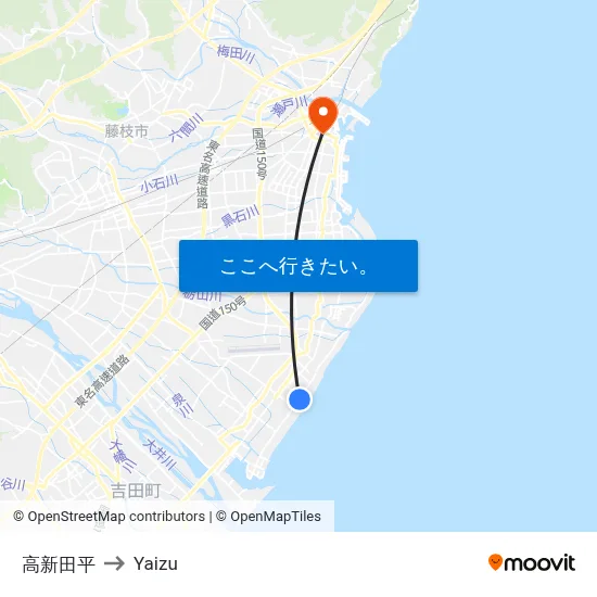 高新田平 to Yaizu map