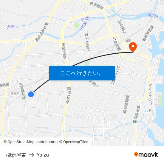 柳新屋東 to Yaizu map