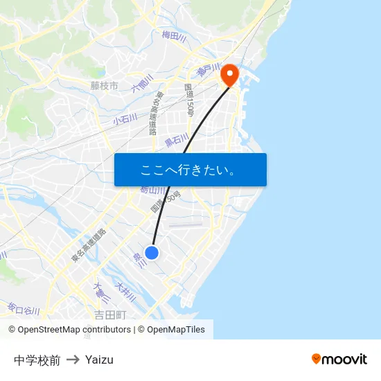 中学校前 to Yaizu map